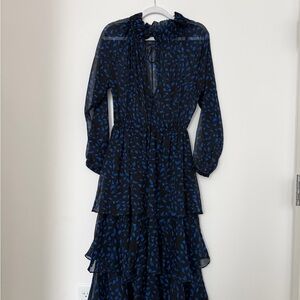 Elegant Blue and Black Women's Dress